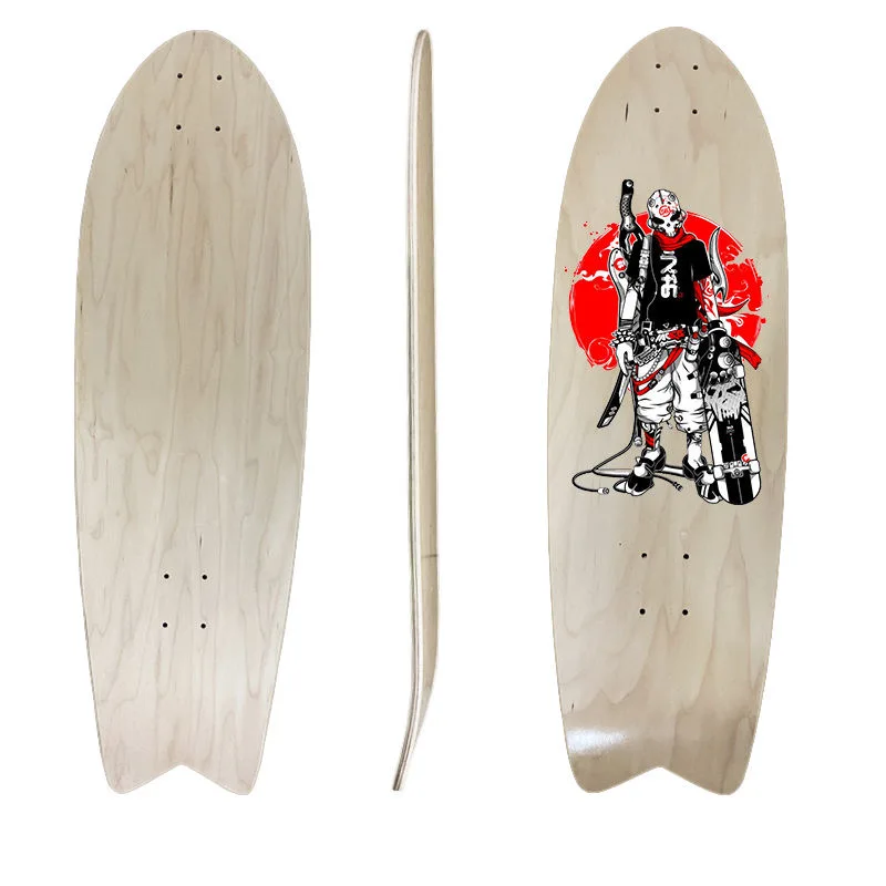 Di buona qualità 7 strati 32 pollici Canadian Maple Wood Deck Cruiser Fish Surfskate Deck Baker Skateboard Deck tavola da Skate fai da te