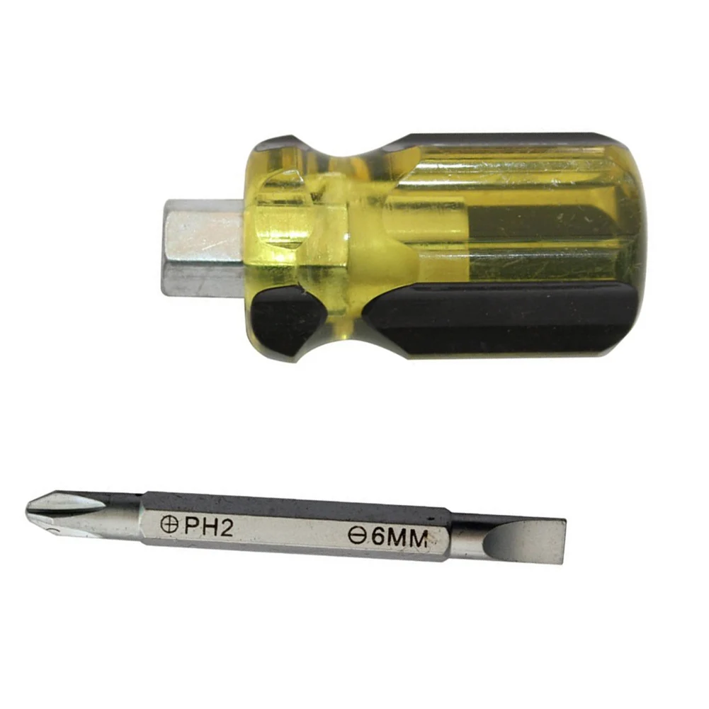 Dual Purpose Screwdriver Screwdriver SL6 Short Slotted 70mm Cross ScrewDriver Dual Interchangeable PH2 Nutdrivers