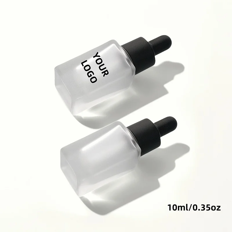 【Logo Custom】100Pcs Customized 10ml Square Frosted Glass Bottle Can Be Filled with Containers Small Batch Customization Factory