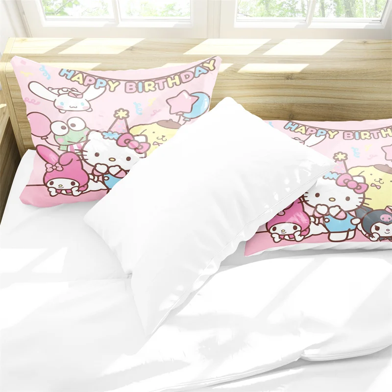 3D Digital Printing Hello Kitty Colorful Bedding Duvet Cover Cartoon Pattern Universal Children and Adult Home Room Decoration