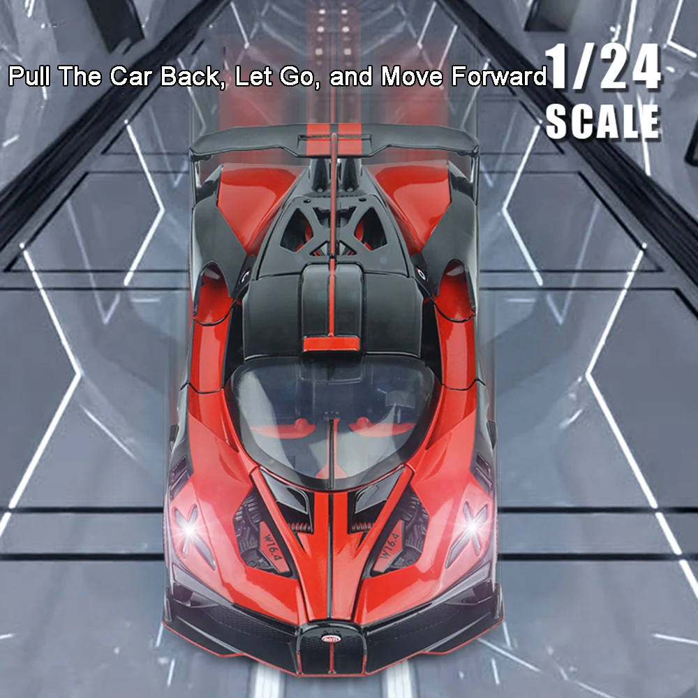 1:24 Model BOLIDE ATLANTIC Sports Car Toys Alloy Diecast Supercars Sound Light Doors Opened Pull Back Shock Vehicle for Toy Gift