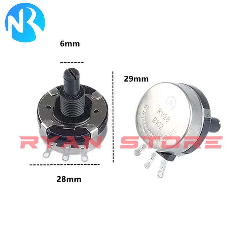 2PCS RV28P RVS28P 1K 10K 100K 220K 4.7K 47K 470K 5K OHM 2W Rotary Carbon Potentiometer Pot For Electric Welding Machine 3/6Pin