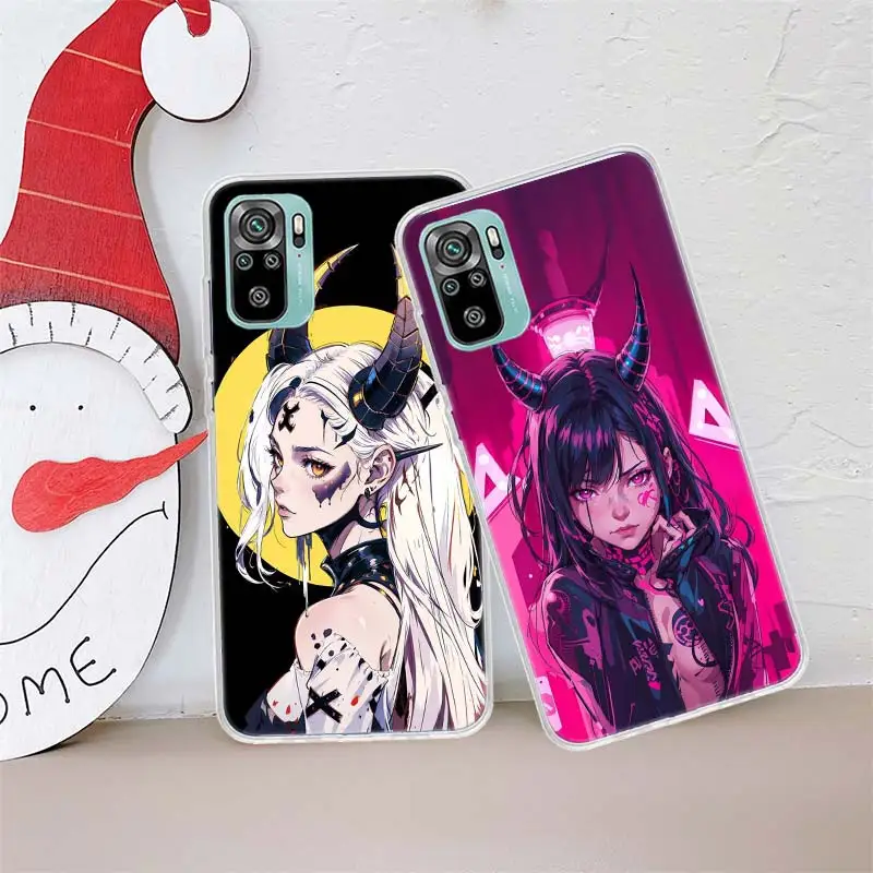 Neural Network Devil Girl Art Phone Case For Xiaomi Poco X3 F6 X4 F4 GT M3 M4 M5 M5S X5 X6 Pro 5G F5 F3 F2 F1 Mi Note 10 Lite S