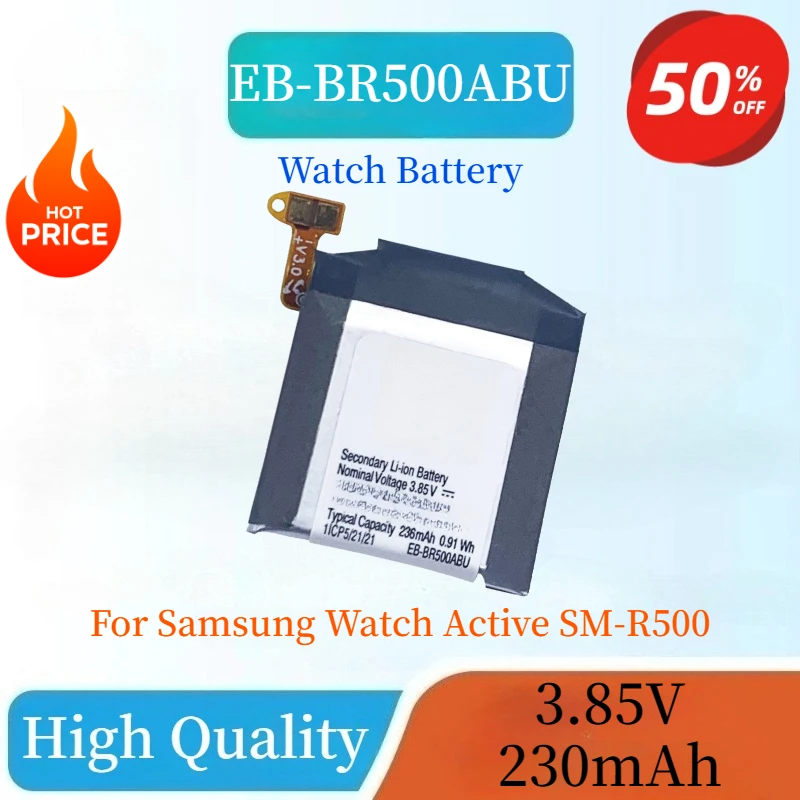 

High Quality EB-BR500ABU 3.85V 230mAh Replaceable Watch Battery For Samsung Galaxy Watch Active SM-R500 39.5mm Li-ion Battery