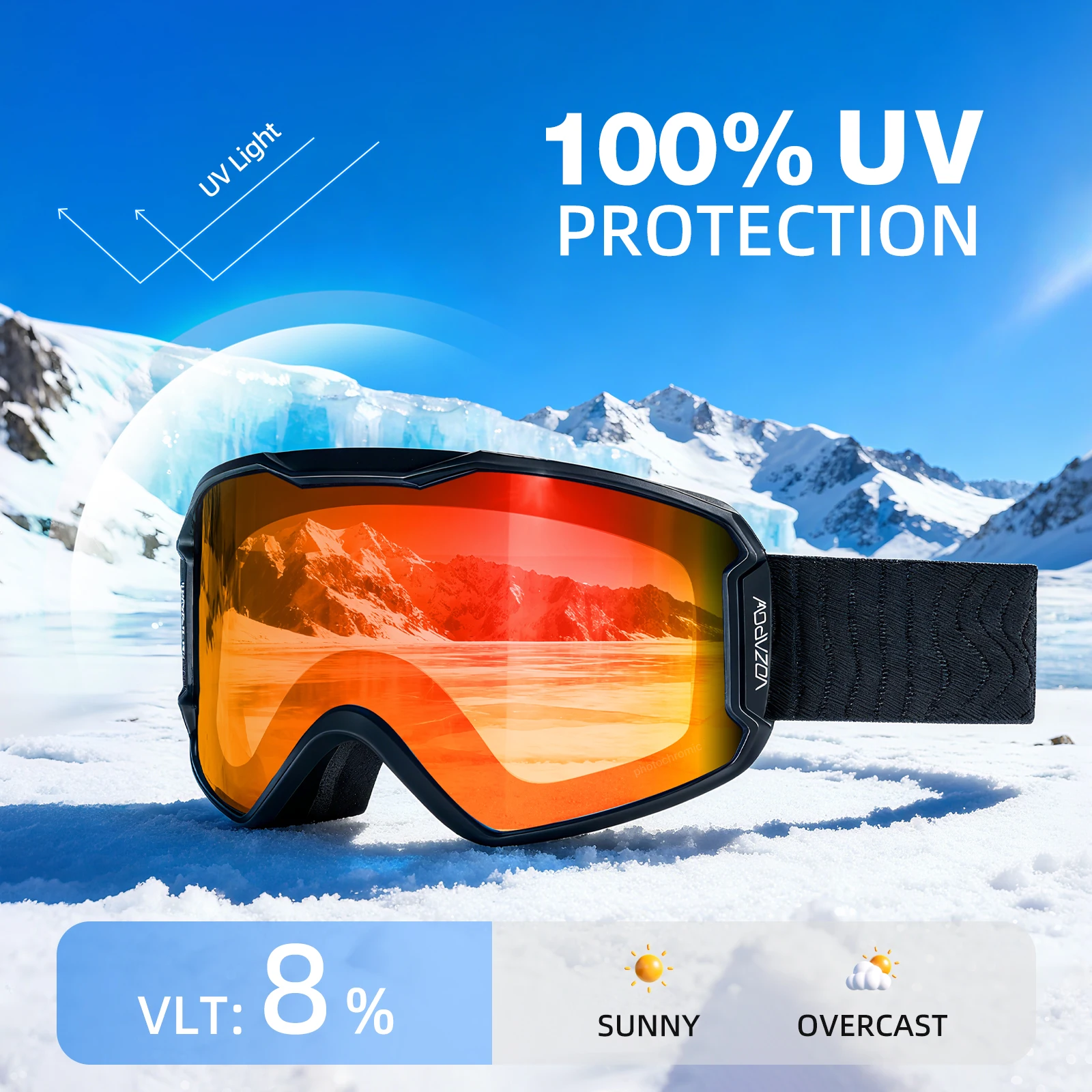 Óculos de esqui e snowboard VO - Snowboard Goggles Otg Over Glasses avaliação e preço