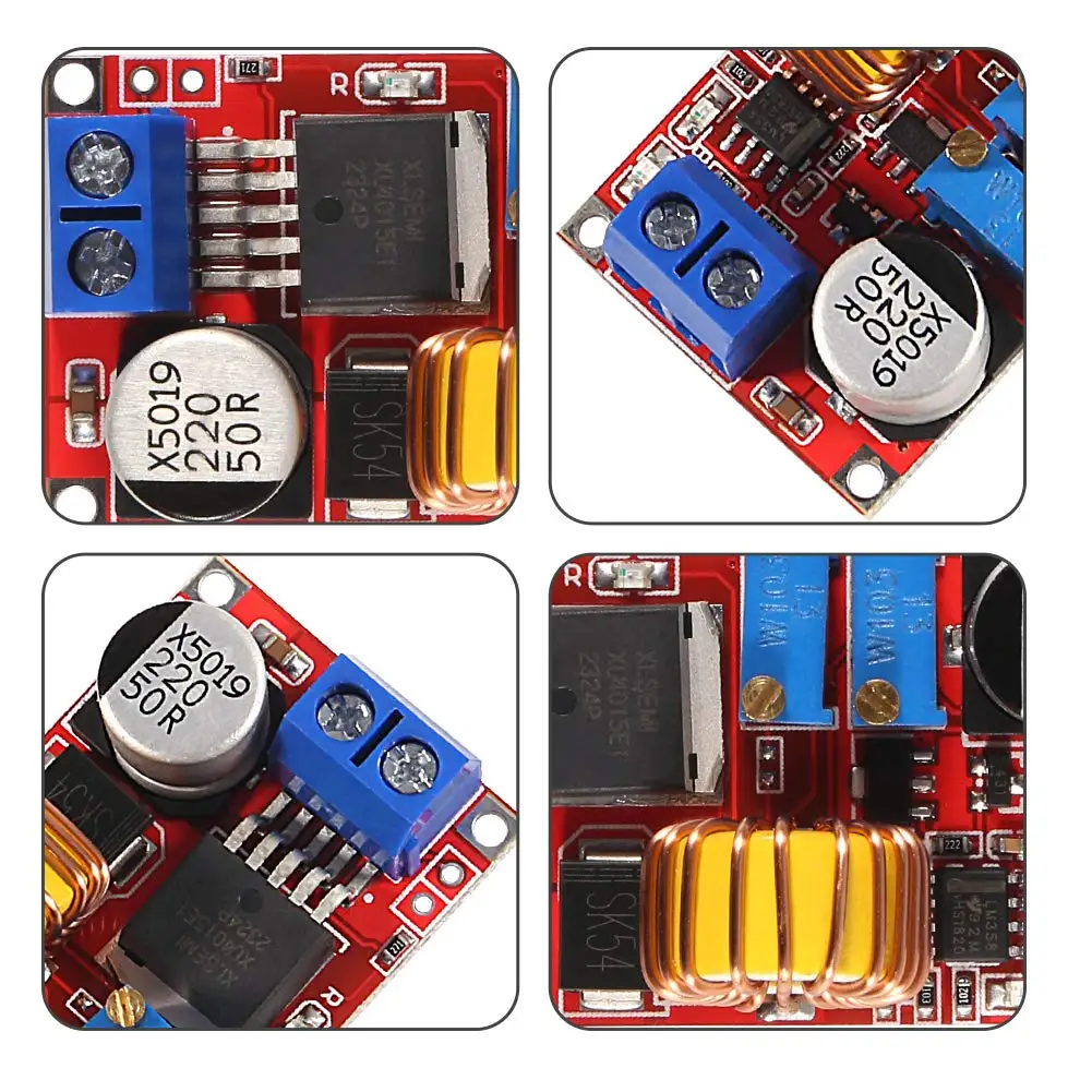 2PCS XL4015 5A DC-DC Converter 4-38V to 1.25-36V Adjustable Step-Down Module with Heat Sink Step-Down Module XL4015 4~38v 96%