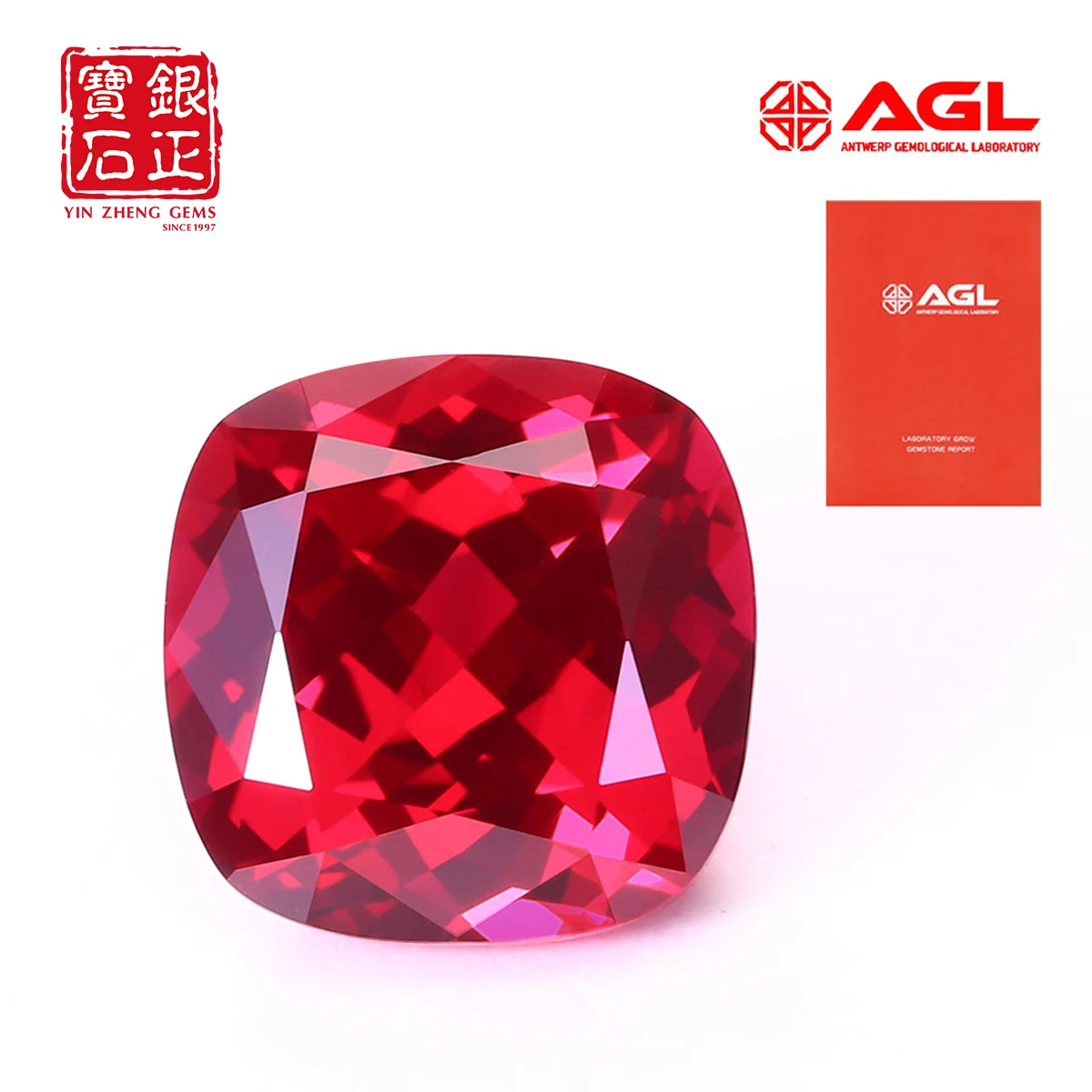 High Quality Lab Grown Ruby Czochralsk Cushion Cut Cultivated Synthetic Loose Gemstone With AGL Certificate For Jewelry  Making