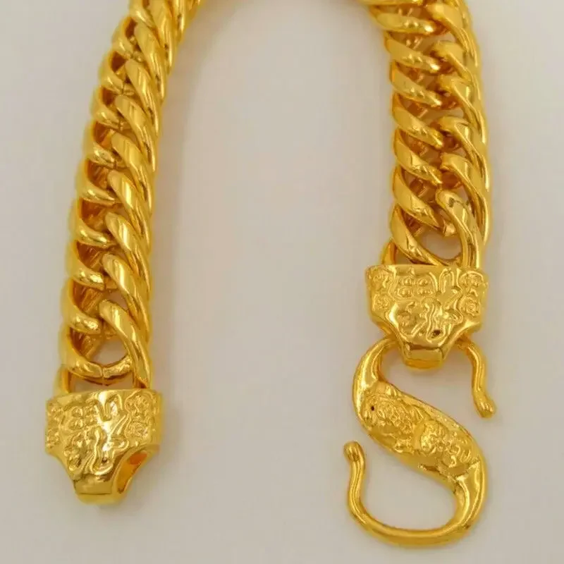 

ZivaGold Fu-Character Boss Chain Men 24K Gold AU999 - Rich gold luster, plump Fu, durable chain, reliable AU999 value preserv