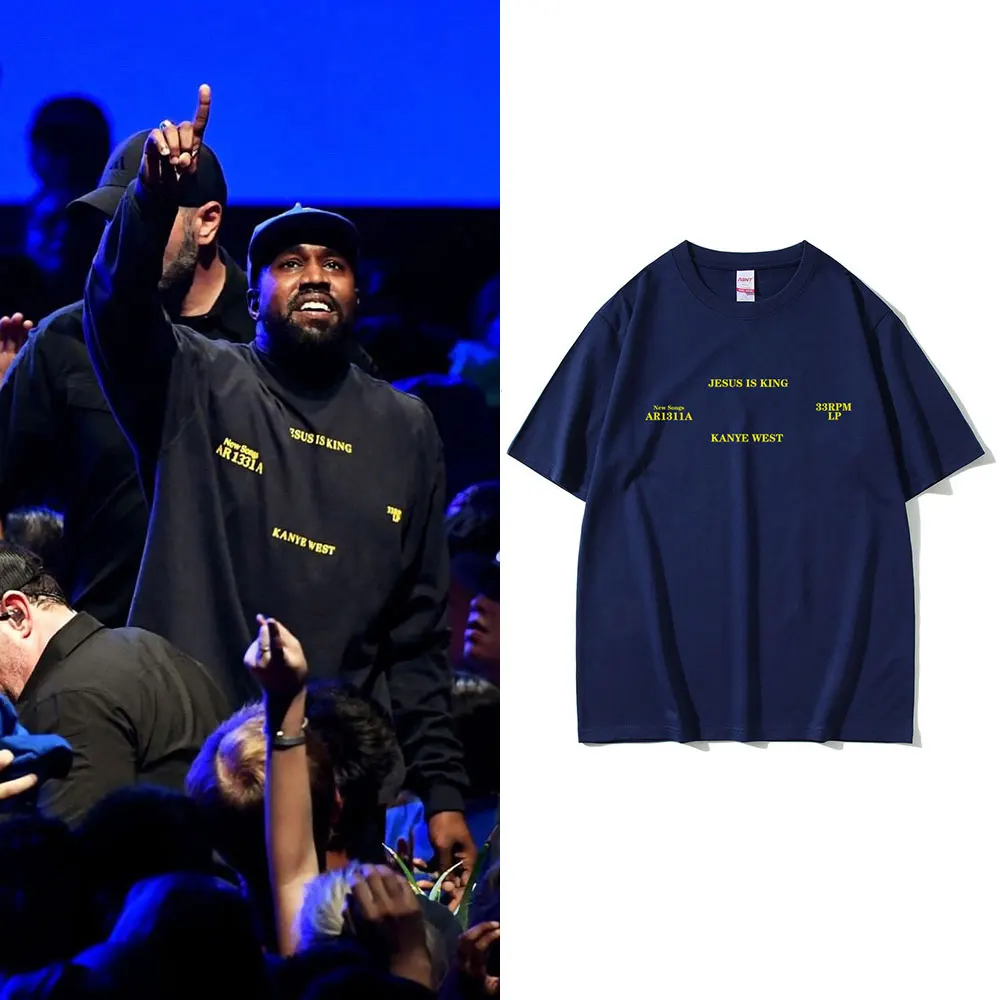 

Limited Rapper Kanye West Hip Hop Oversized Tshirt Jesus Is King Letter Logo Print T-shirt Men Women High Quality Cotton T Shirt