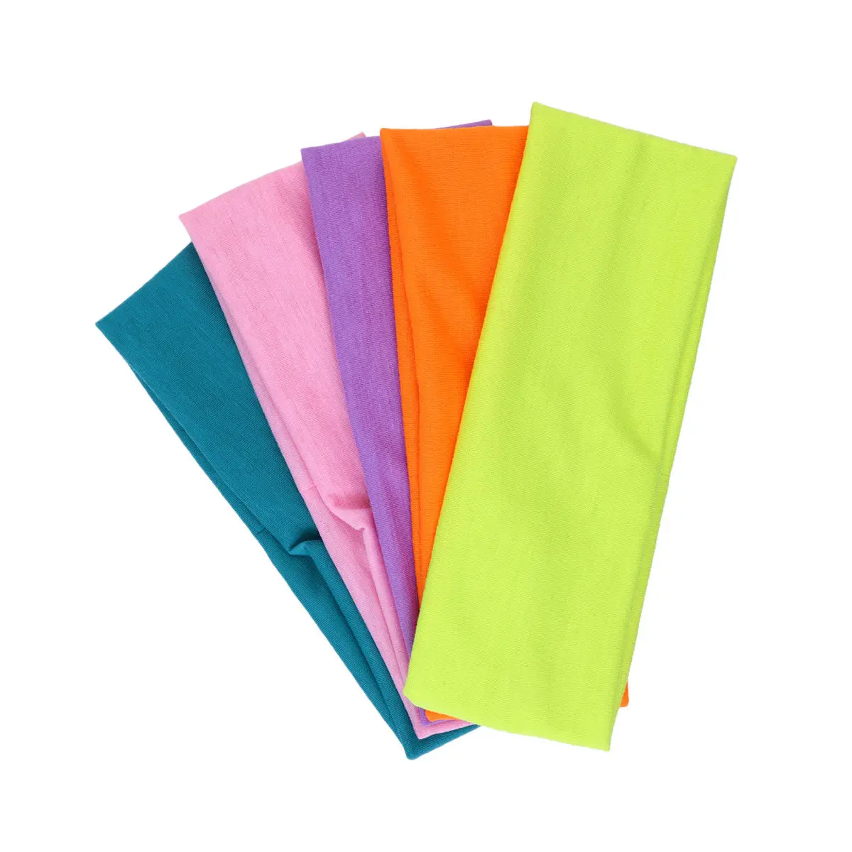 5Pcs Women Headbands Stretchy Breathable Yoga Running Exercise Sweat Absorption Hairband Orange Pink Purple Light