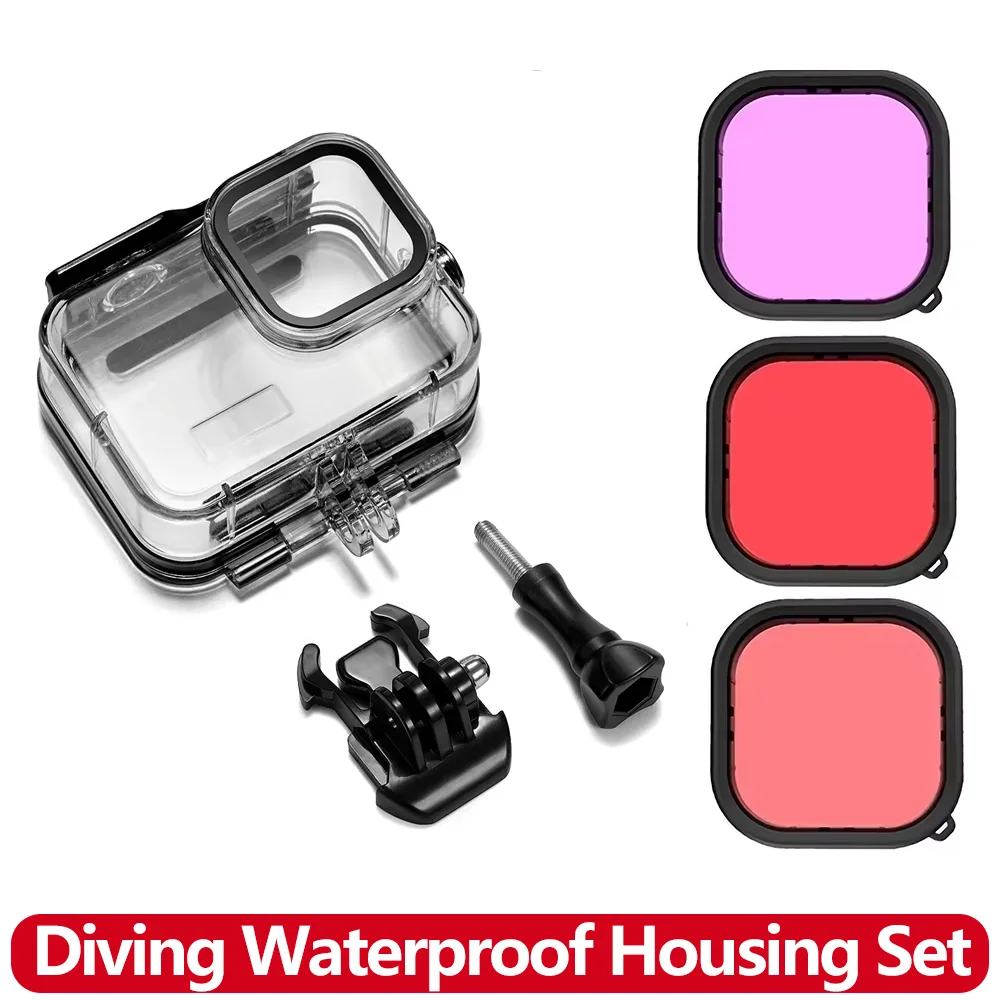 60M/196FT Underwater Waterproof Case Diving Housing for GoPro Hero 13 12 11 10 9 Action Camera Diving Snorkeling Photography