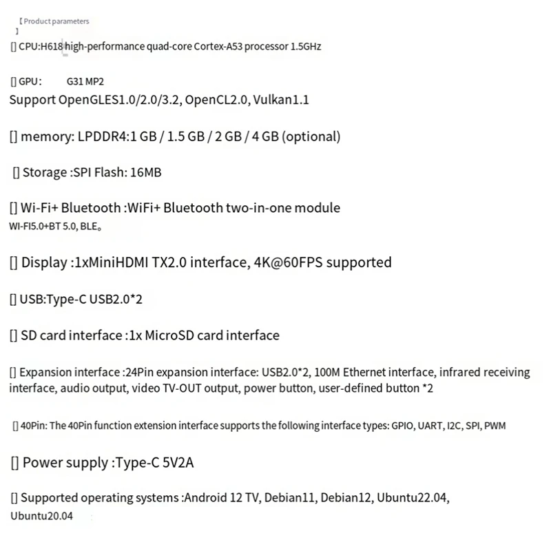 For Orange Pi Zero 2W Mini PC 2GB DDR4 RAM With Allwinner H618, Wifi And Bluetooth Integration