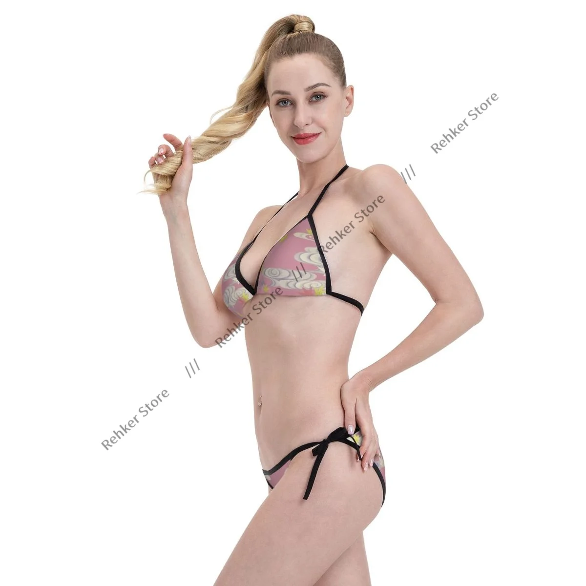 Woman Swimsuit Sexy Bikini Set Swimwear Maple Leaves Tatsuta Vintage Two Piece Bathing Suit
