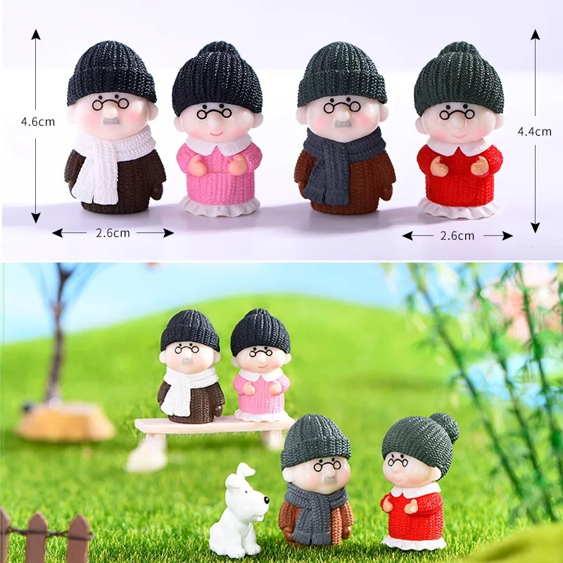 4 قطعة شخصيات زوجين صغيرة الجدة الجد سويتي عشاق زخرفة قديمة لتماثيل حديقة الجنية مصغرة ديكور المنزل #6