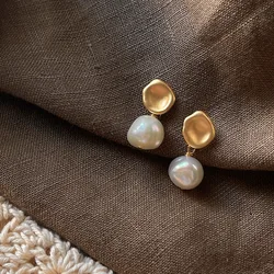 Best Sell Trendy Baroque Freshwater Pearl 14K Gold Filled Female Tassels Stud Earrings Jewelry For Women New Year Gifts 2023