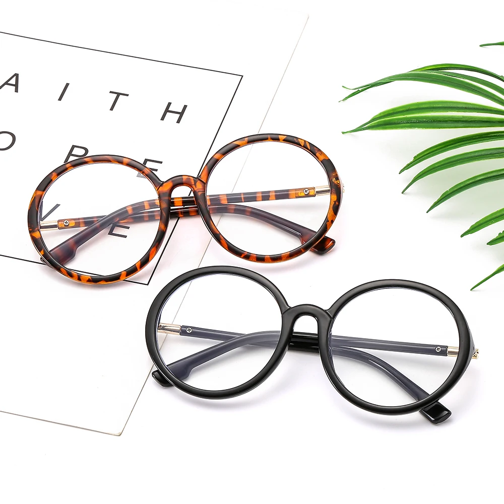 Trendige Blaulichtfilter-Brillengestelle für Damen und Herren, Schwarze Runde Anti-Strahl-Brillen, Transparente Mode-Computerbrillen