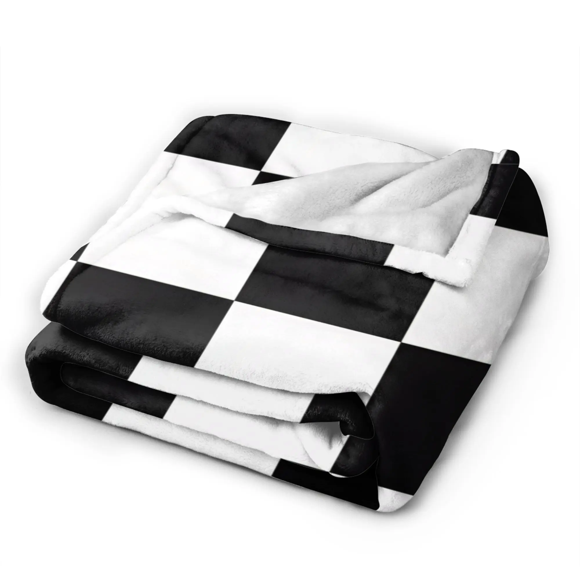 Black and white check Super Soft Blanket  Kids Adult Plush Throw Blanket Novelty Outdoor Flannel Bedspread Sofa Bed Cover