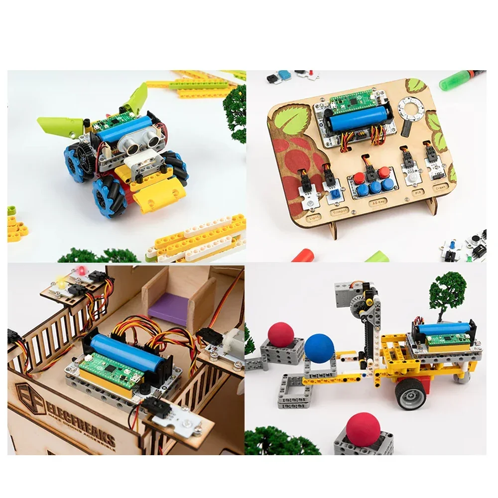 ELECFREAKS Wukong2040 لوحة القطع لـ Raspberry Pi Pico تدعم MicroBlocks & Python 18650 بطارية مكعبات بناء متوافقة