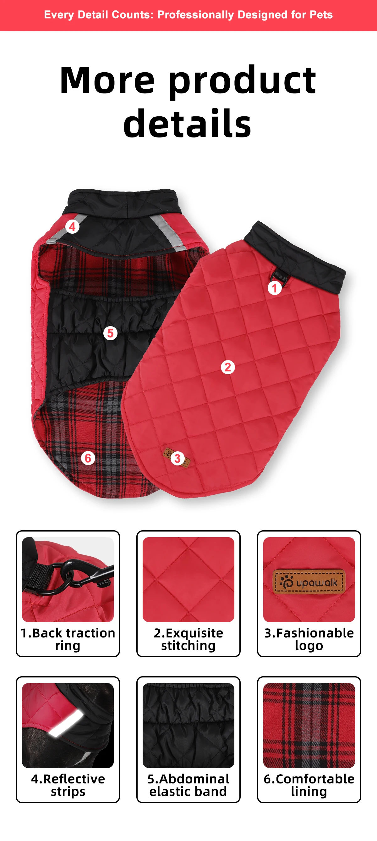 Winterhundekleidung, warmer Hundemantel, beidseitig tragbar, PP-Baumwolle, Outdoor-Welpenkleidung, Jacke, Chihuahua, French Bulldog Kleidung – Detail 10