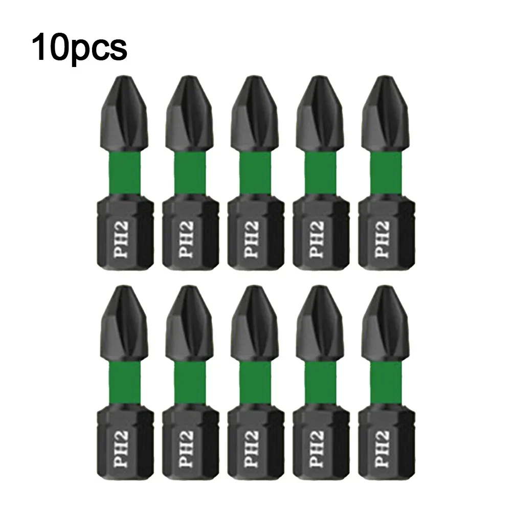 10pcs 25mm Screwdriver Bit Set Non-Slip PH2 Magnetic Batch Head Cross Screwdriver Bits Hardness Impact Drill Screwdriver Bit