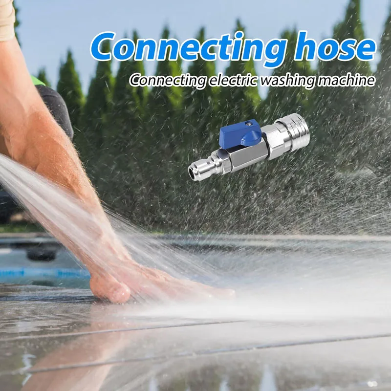 Pressure Washer Ball Valve Kit 1/4 Quick Connector and M22 14mm for Power Washer Hose Switch On/Off for Car Wash Stainless Steel