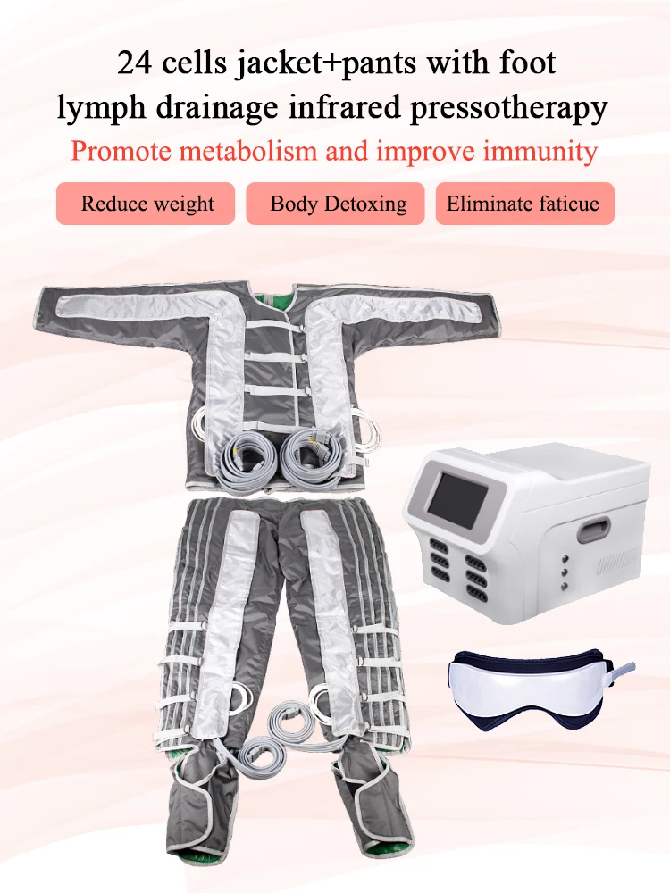 24 Airbags Pressoterapia Air Pressure Full Body Arm Leg Lymphatic Drainage Mass-age Machine Body Slimming Pressotherapy