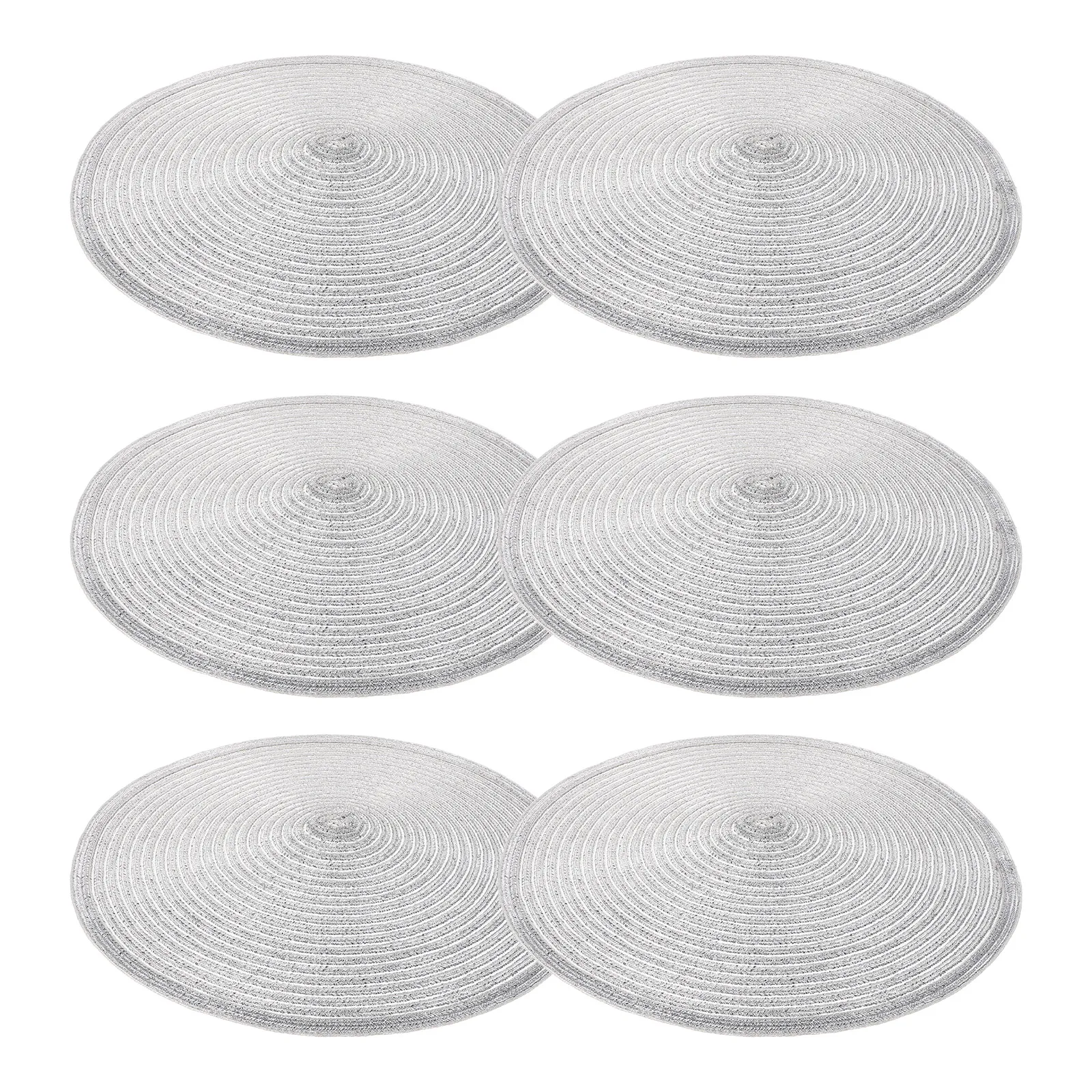 

6pcs Placemats Round Cotton Trivets Heat Proof Cotton Thread Weave Trivets Washable Kitchen Table Easy Clean