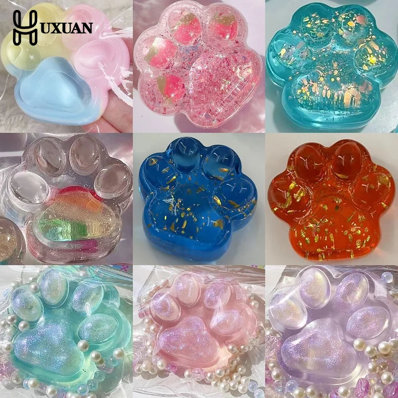 Cute Sequin Cat Claw Slow Rebound Stress Relief Toy Squeeze Fidget Toy Pinch Decompression Cat Paw Soft Squeeze Toy