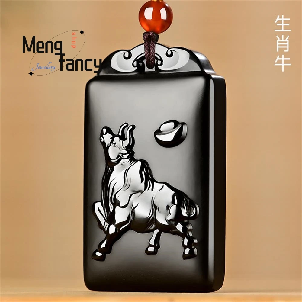 

Natural Hetian Jade Mo Yu National Style Zodiac Guardian Deity Pendants High-grade Fashion Jewelry Exquisite Couple Holiday Gift