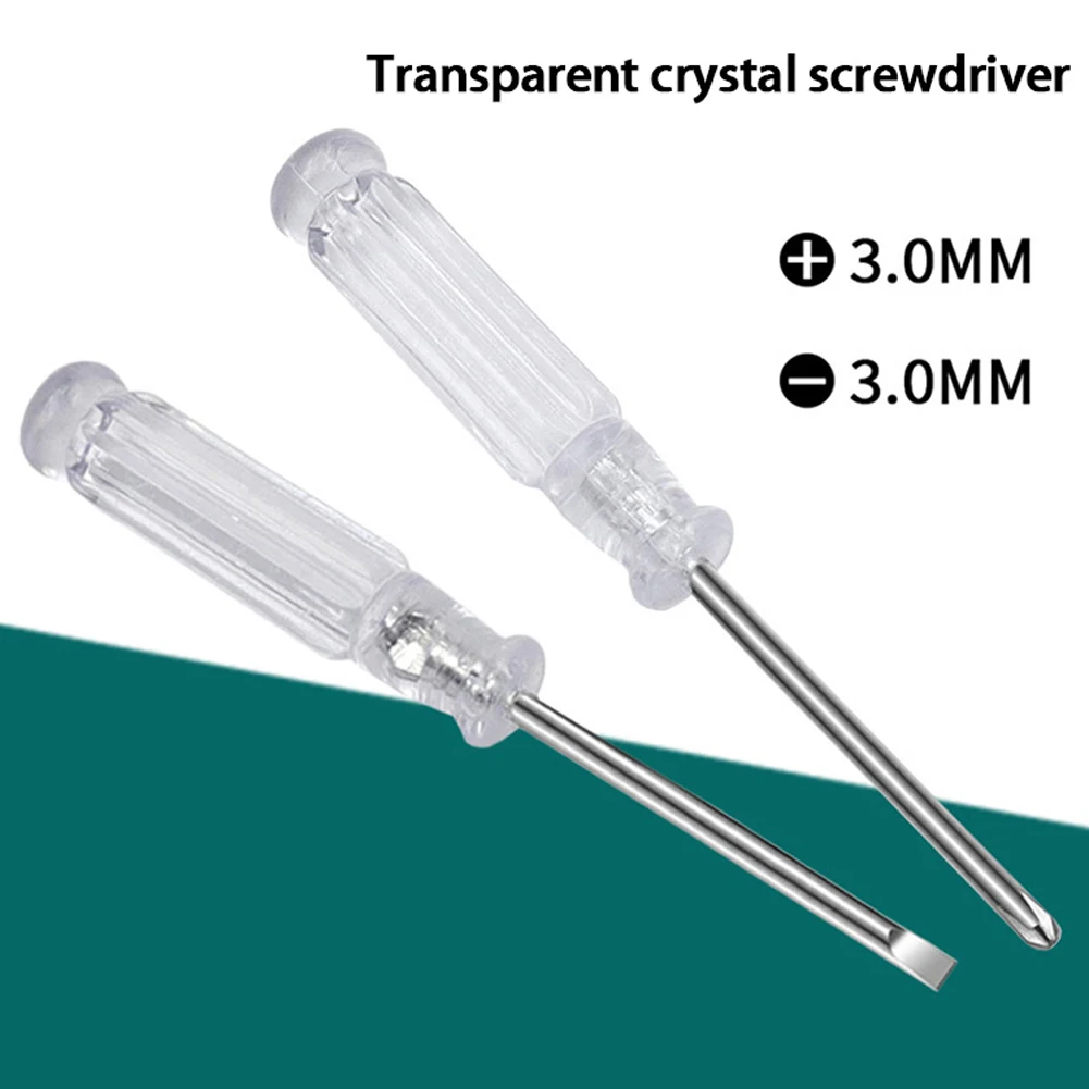 

2Pcs/Set Transparent handle cross slotted screwdriver 3.0 Repair Tool Steel Slotted Cross Screwdrivers For Disassemble Toys