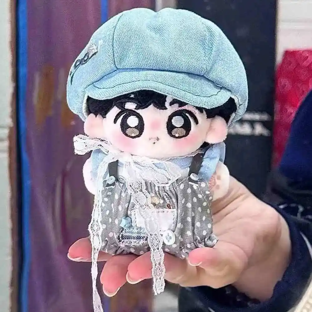 

10CM Cute Cotton Doll Clothes Painter Octagonal Hat Overall Changeable Outfit Regular Body Fit Dress Up Role Play Gift Toy