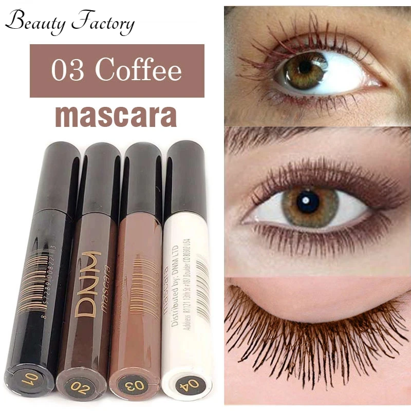 Cosmetics Color Mascara Natural Lashes Extension Eyelash Curly 4D Silk Fiber Colored Mascara White Brown Waterproof Makeup