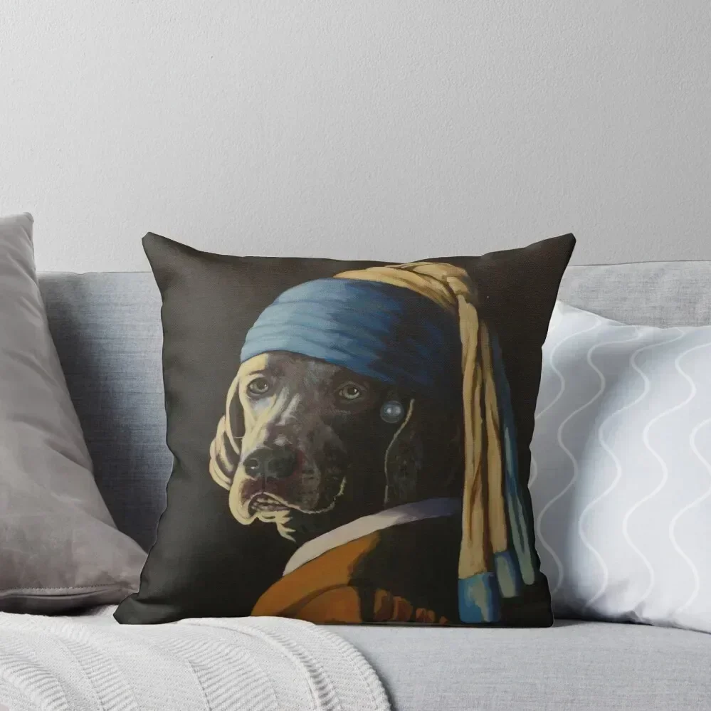 WEIMARANER WITH PEARL EARRING Throw Pillow Cushions Home Decor Decorative Pillow Covers For Sofa pillow