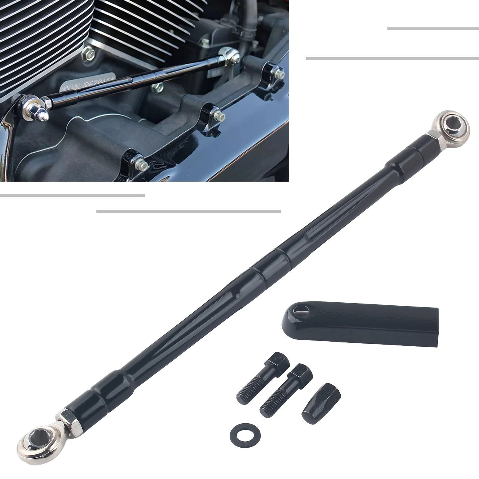 Motorcycle CNC CUT Shift Linkage Shifter Link Round Rod For Harley Softail Fat Boy Breakout Touring Street Electra Road Glide