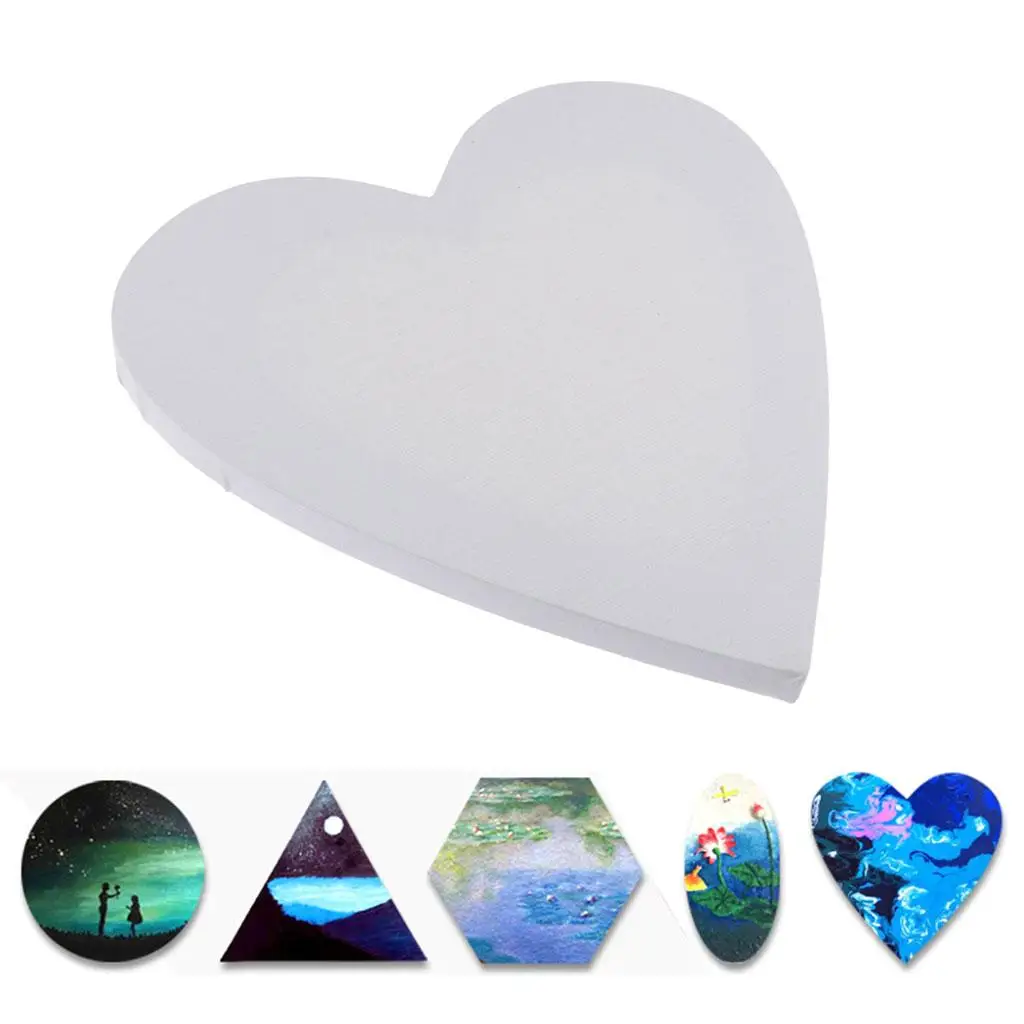 Canvas Panel Heart Shape Painting Canvas Panels, Great Choice for Kids Drawing and Home Decor & Exhibition Display