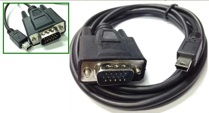 Mini USB Male 5 pin To VGA D-SUB 15 pins Male Adapter Cable For Mobile DVD EVD  1.5m