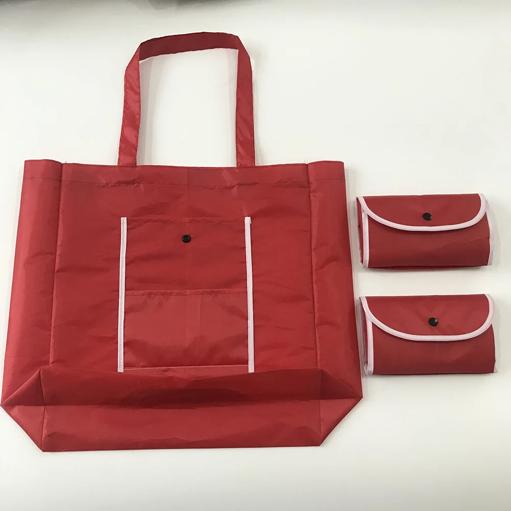 Stylish Polyester Folding Square Shopping Bag Eco-friendly Reusable Large Capacity Storage Tote Bag with Custom Print