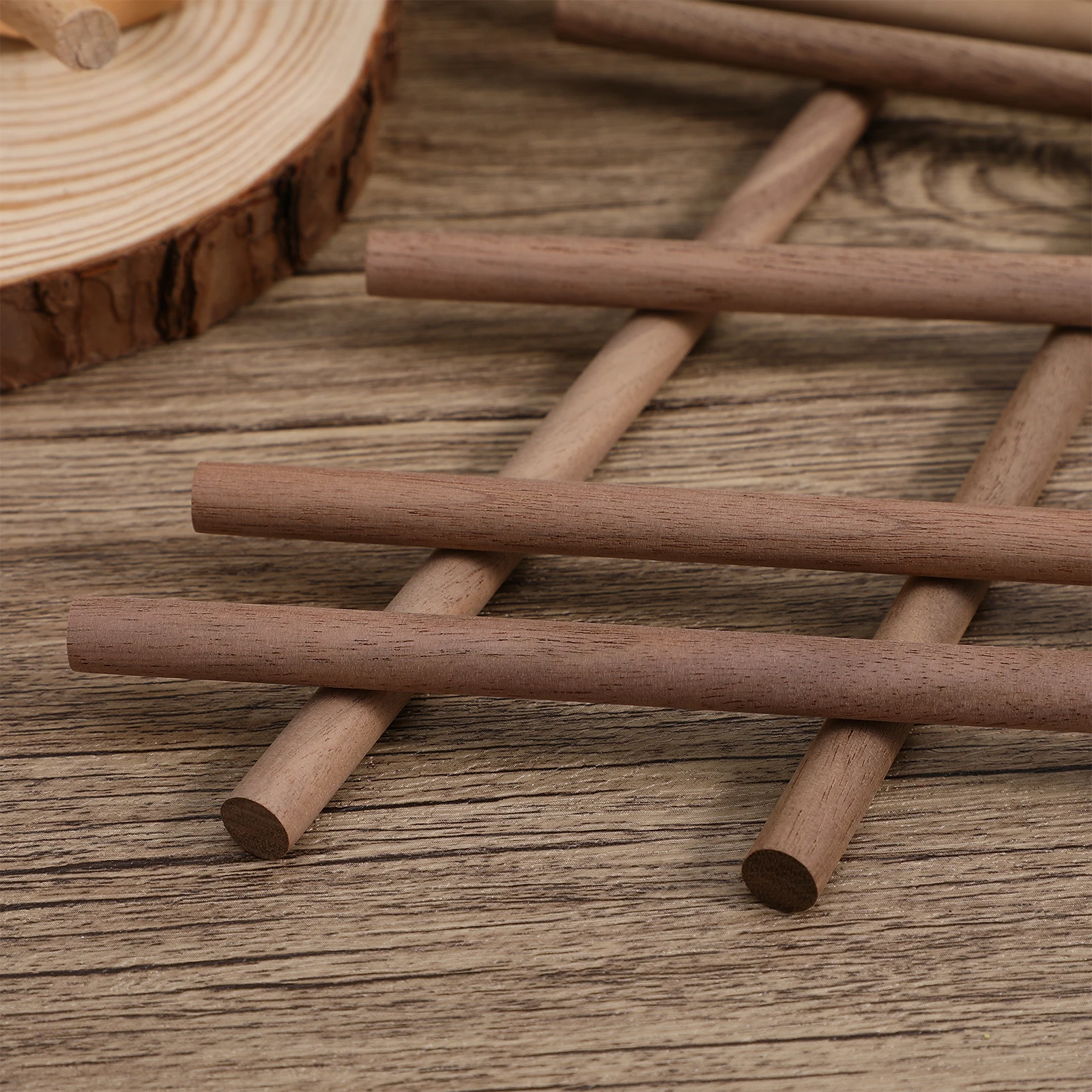 

24 Pcs Black Walnut Wood Dowels Craft Sticks Smooth Wooden Projects Decorations Model Making Sewing Accessories
