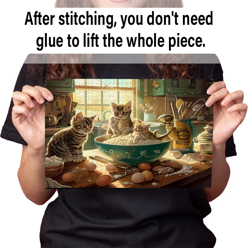 요리하는 고양이 디자인의 성인용 퍼즐 1000피스 한 상자 - 긁힘 방지, 도전적, 성인, 가족에게 적합