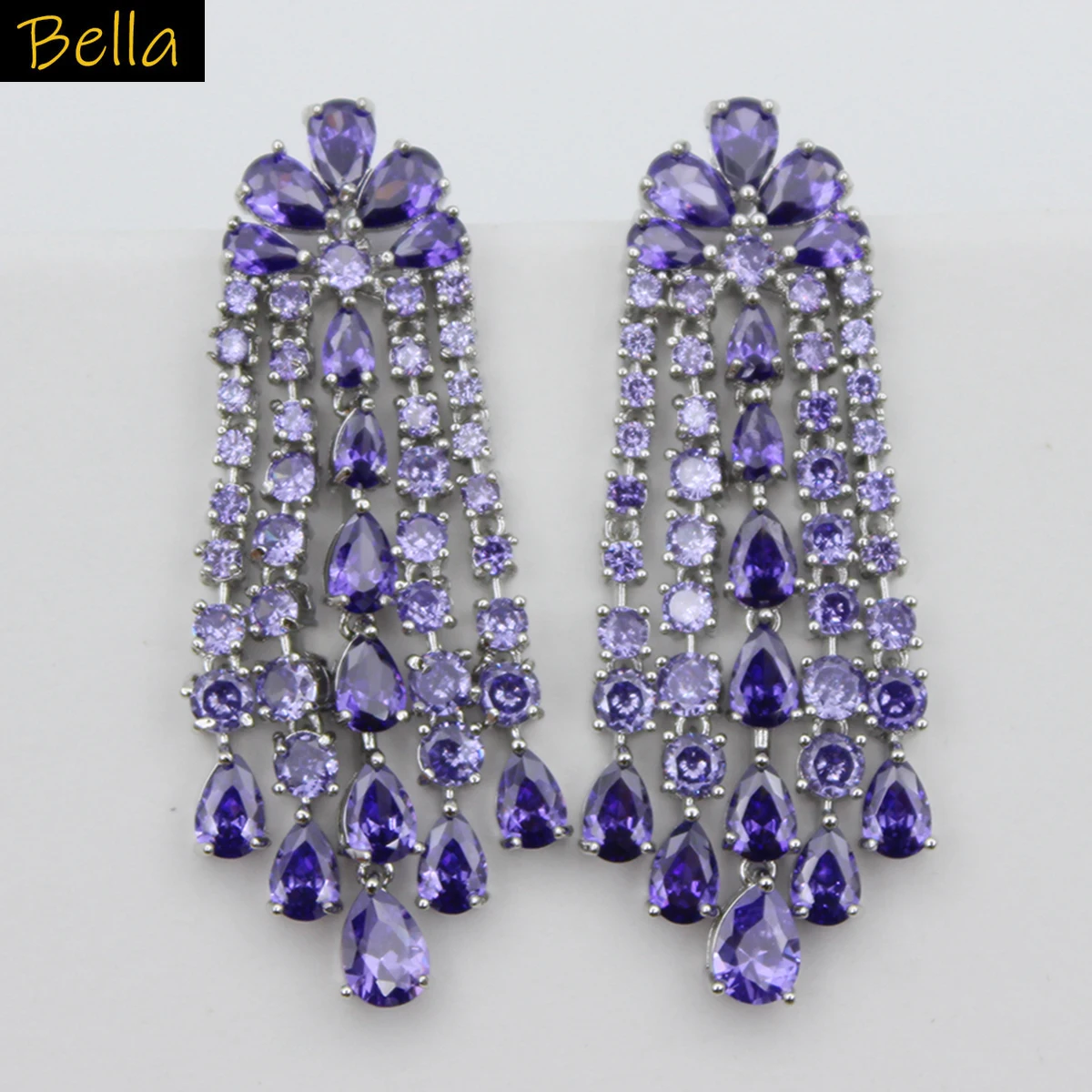 Water Drop Tassel Dangle Earrings for Women 2023 Luxury Jewelry Cubic Zirconia Green Purple Statement Earrings Gift Female