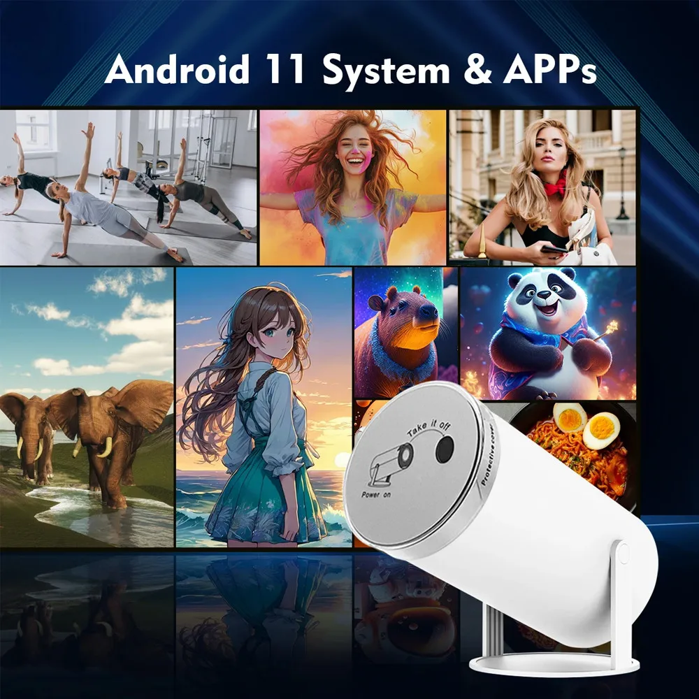 2025new DITONG HY300 pro جديد HD 4K جهاز عرض محمول أندرويد LED فيديو مسرح منزلي سينما صغيرة Proyector فيلم HY300plus