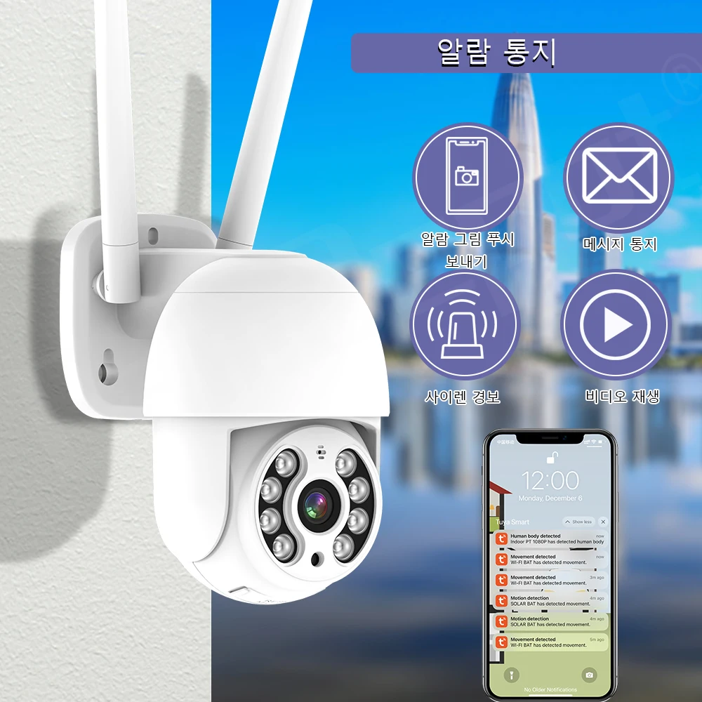 Outdoor WiFi Wired IP Camera 4MP Color Night Vision Two Way Audio Cloud Record Motion Track Human Detection Tuya Smartlife App