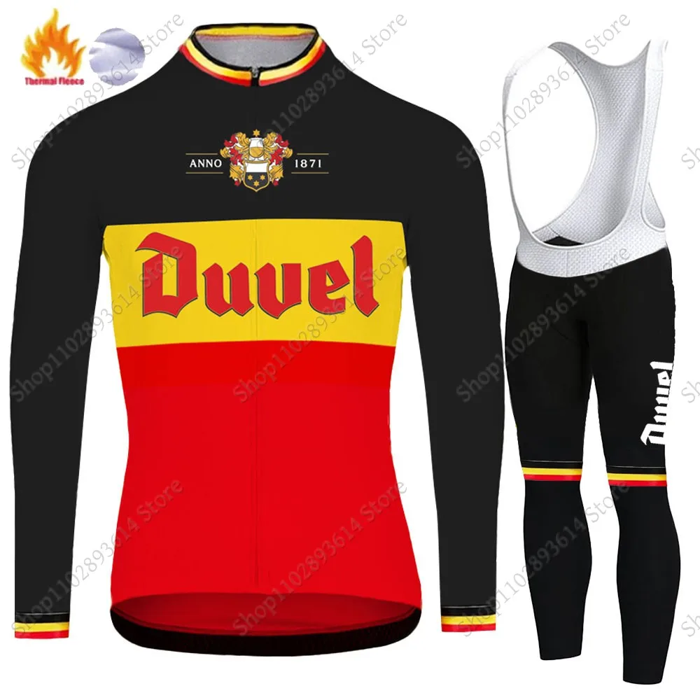 2024 Duvel Belgium Cycling Jersey Set Winter Beer Clothing Suit Long Sleeve MTB Bike Road Pants Bib Ropa Ciclismo Maillot