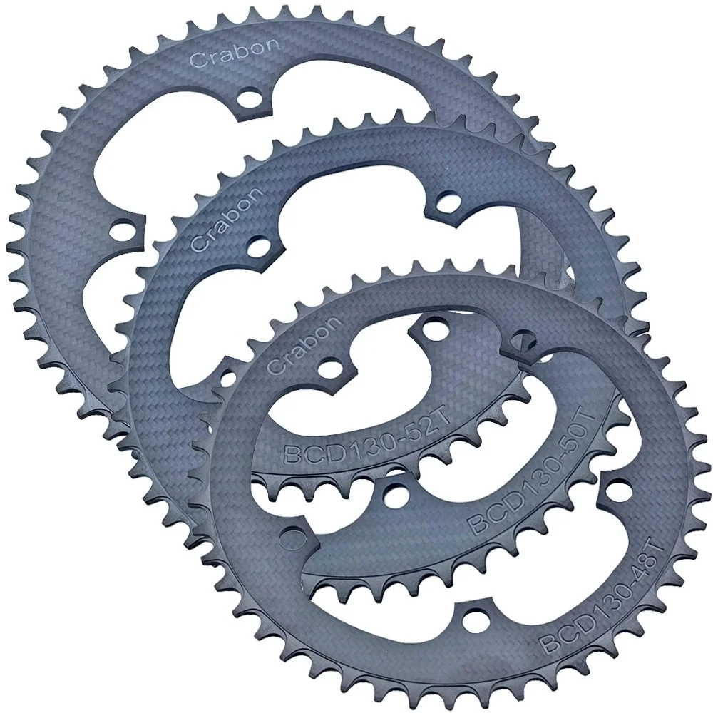 GUSTAVO Folding bicycle carbon Chain Ring,130BCD-5A Ultralight Road Bike Chainring Crankset 48T 50T 52T