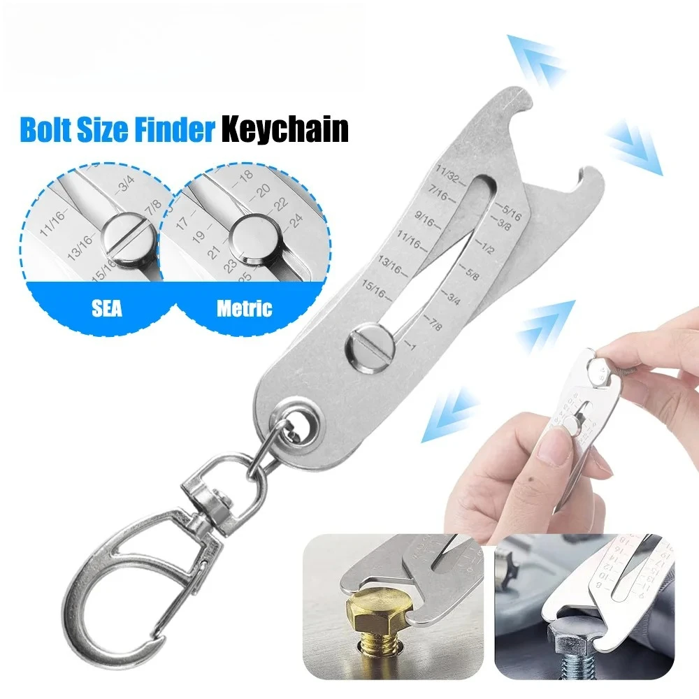 Portable Precise Thread Size Checker Keychain Bolt Size Finder Keychain Nut and Bolt Thread Gauge Identifier