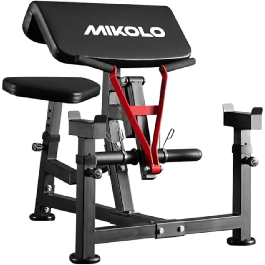 

Preacher Curl Bench for home gym use, steel construction, black finish, 2-in-1 plate-loaded bicep curl and arm training machine
