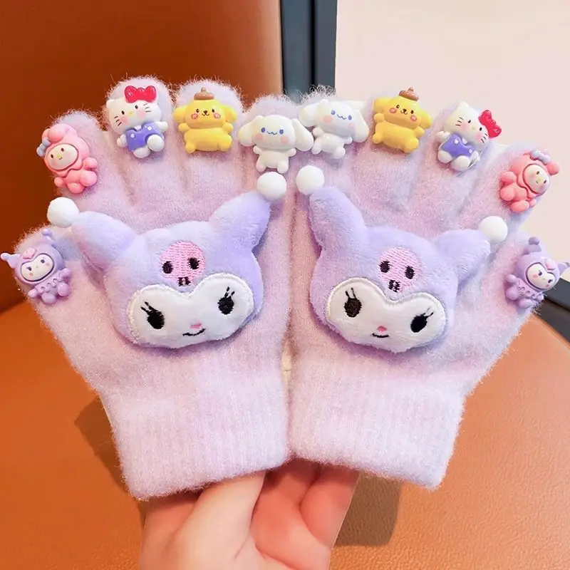 جديد سانريو مرحبا كيتي بلدي ميلودي سينامورول الكرتون لطيف الشتاء قفازات طالب في الهواء الطلق الدراجات يندبروف المضادة للانزلاق قفازات دافئة #3