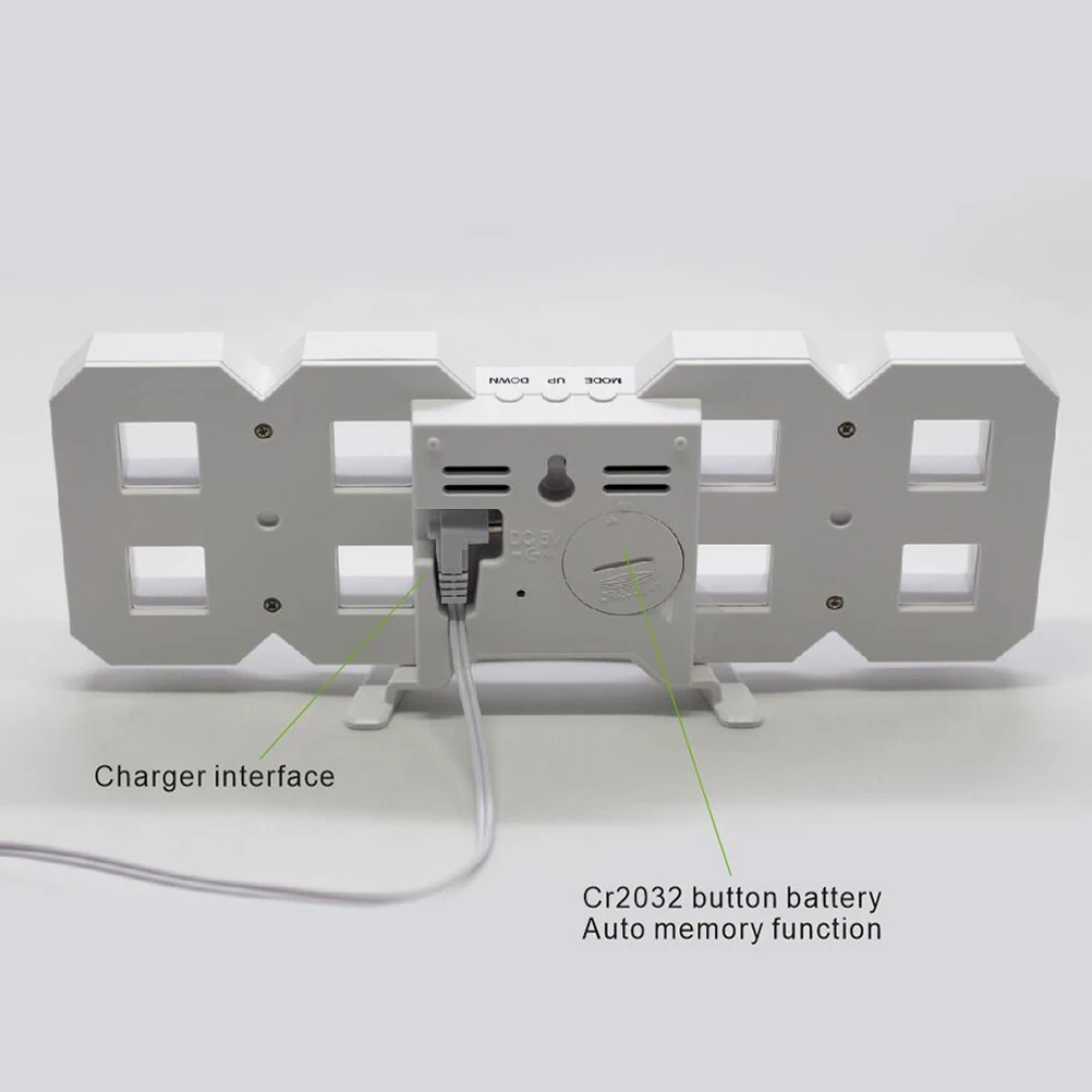 

3D LED Digital Alarm Clock Large Display Snooze Timer Adjustable Brightness Wall Mount Desktop Black Blue LED Alarm Clock