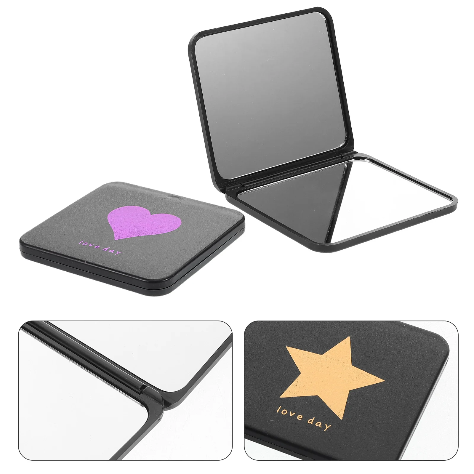 2 szt. Mini lusterko do makijażu, przenośne składane lusterko kompaktowe podróżne do retuszów na wynos, prezent dla kobiet