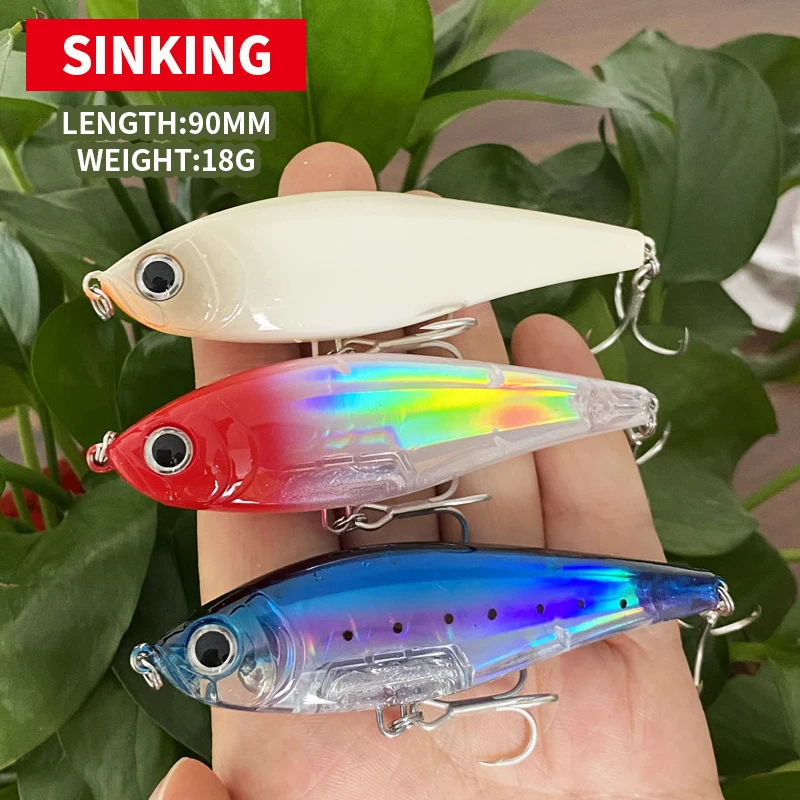 90mm 18g 3D Inshore Twitch Bait Sinking Lures Saltwater trout fishing Isca Artificial Pencil Pesca Wobblers Carpe Fish  9070